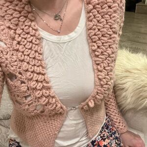 Steve Madden Blush Pink Crochet Cardigan